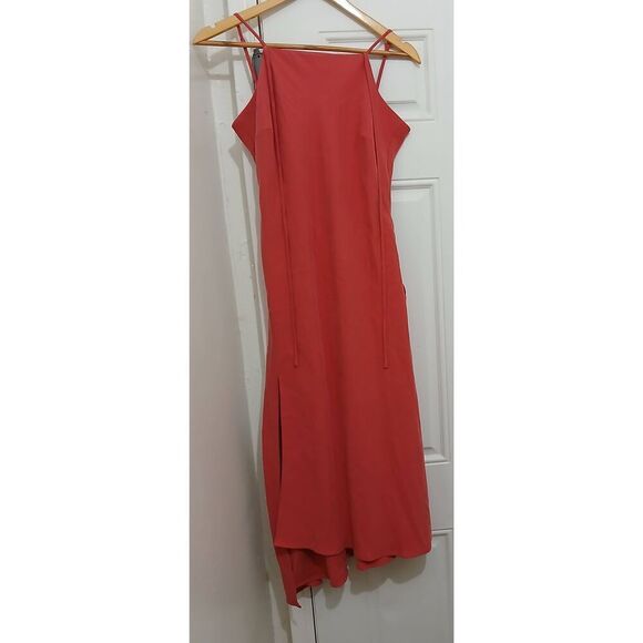 Fifteen twenty womens small midi side split coral salmon pink dress Flattering - Picture 1 of 6